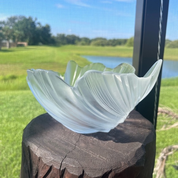 Vintage Mikasa SPUN SILK 10 1/2”Crystal Bowl~Frosted Swirl Sculpted Art~Germany - Picture 9 of 12